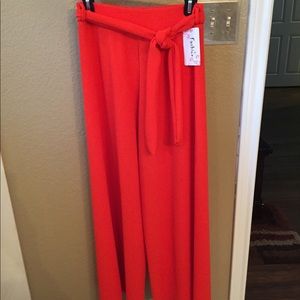 Bright Red Wide Leg Pants
